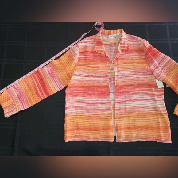 Striped Orange Maxi Dress with Jacket - Picture 10 of 12